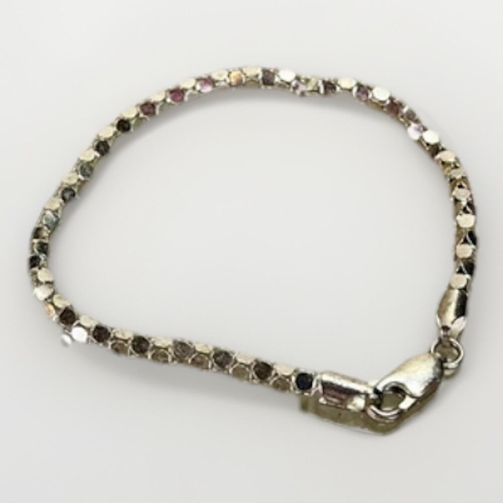 Italian Sterling Silver 925 Italy 4mm Hollow Tube Link Chain Bracelet 8" Unisex
